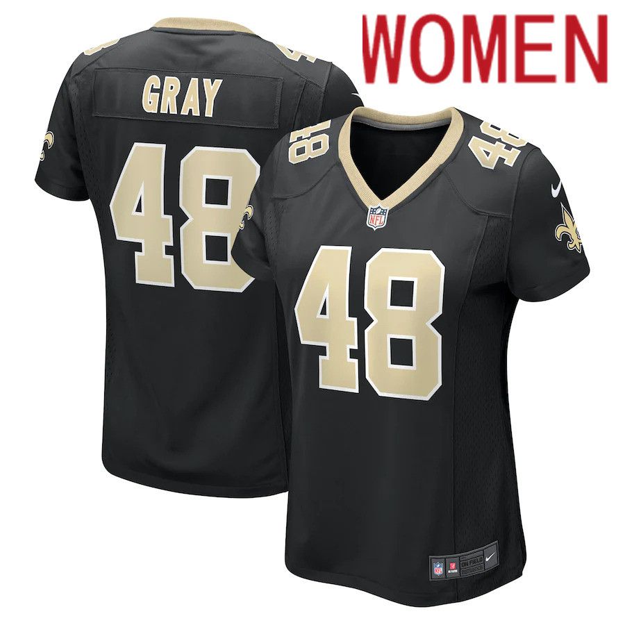 Women New Orleans Saints 48 J.T. Gray Nike Black Game NFL Jersey